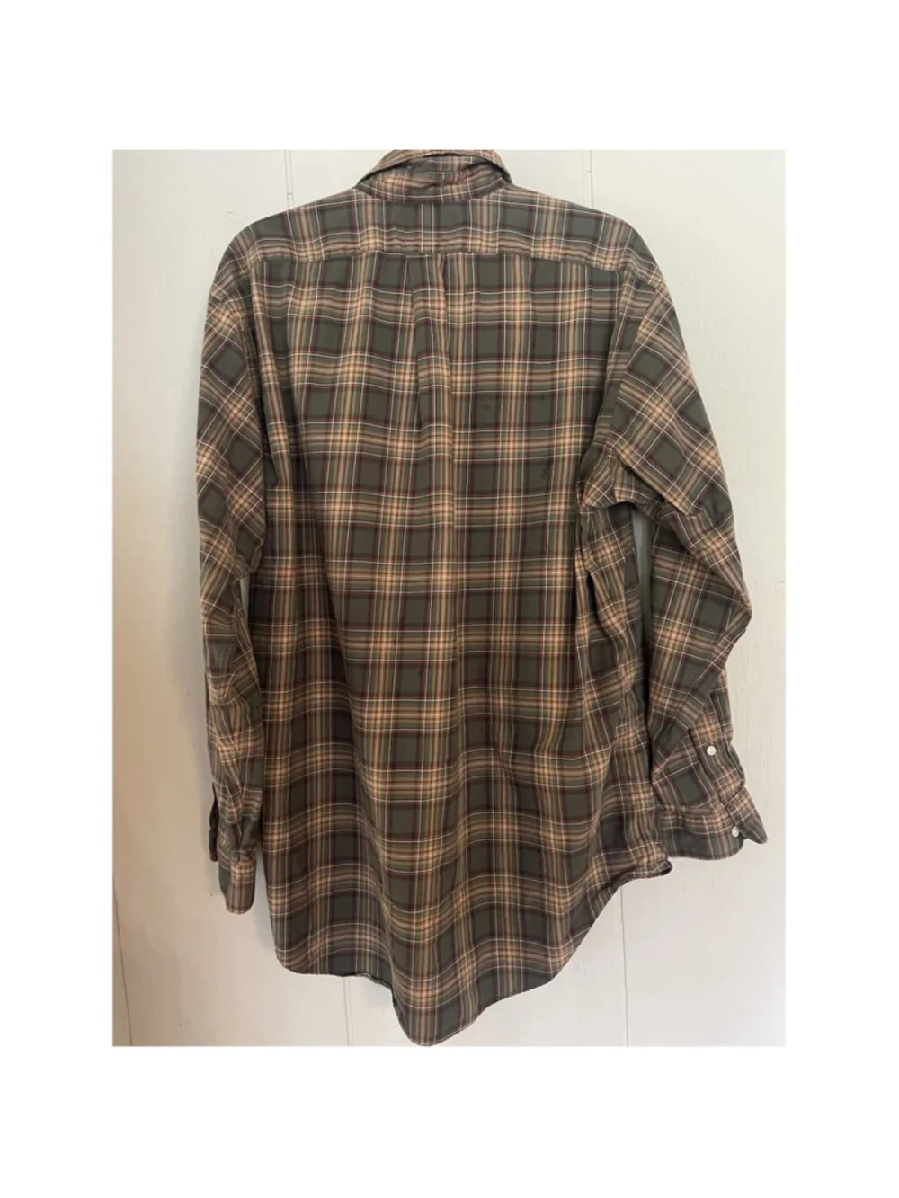 Polo Ralph Lauren Preppy Autumn Earthy Plaid Pony Button Up Long Sleeve L